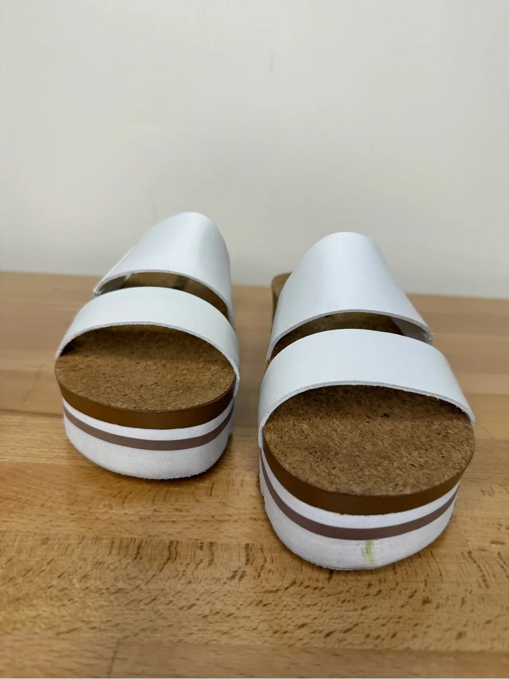 Dream Pairs White Double‑Strap Cork Platform Slides, size 6 - Picture 3 of 7
